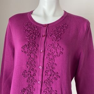 CHARTER CLUB PETITE PURPLE CARDIGAN SWEATER SIZE XL